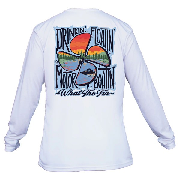 Men's What The Fin Drinkin Floatin (Lake) Performance Long Sleeve T-Shirt - What The Fin
