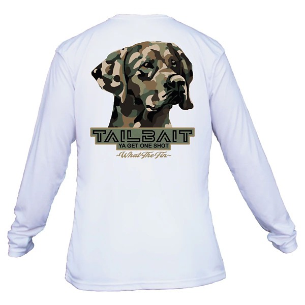Men's What The Fin Camo Dawg Performance Long Sleeve T-Shirt - What The Fin