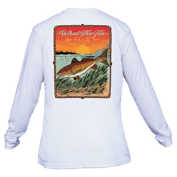 WHAT THE FIN Men's  Fish Splash Redfish Performance Long Sleeve T-Shirt