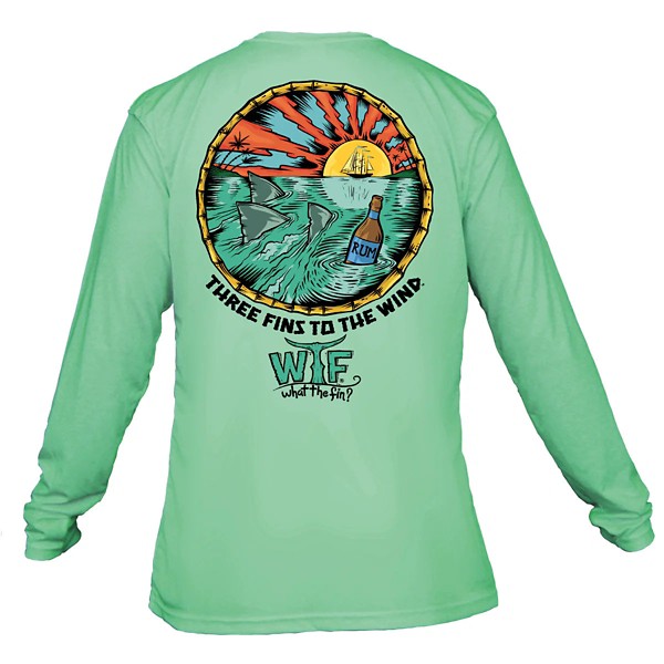 Men's What The Fin 3 Fins to the Wind Performance Long Sleeve T-Shirt - What The Fin