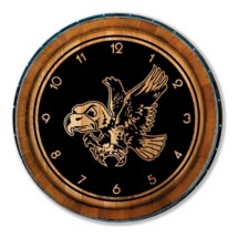 Timeless Etchings Iowa Hawkeyes Herky Wood Barrel Clock