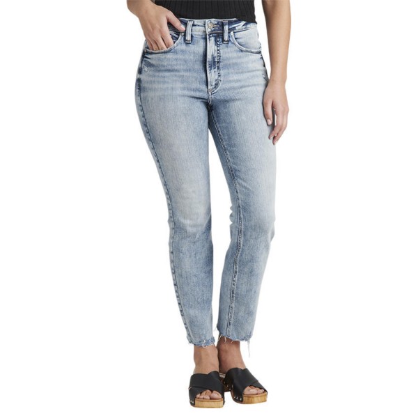 Women's Silver Jeans Co. Hight Note High Rise Crop Relaxed Fit Straight Jeans product image