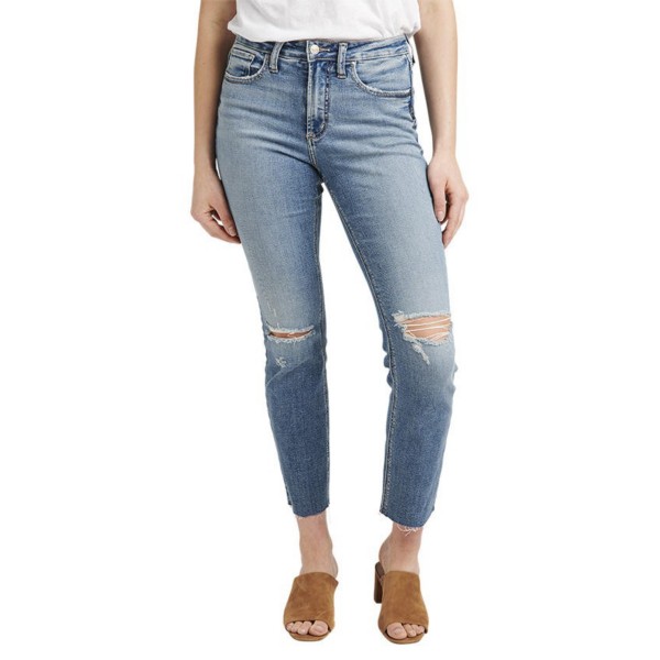Women's Silver Jeans Co. Silver Most Wanted Crop Relaxed Fit Straight Jeans product image