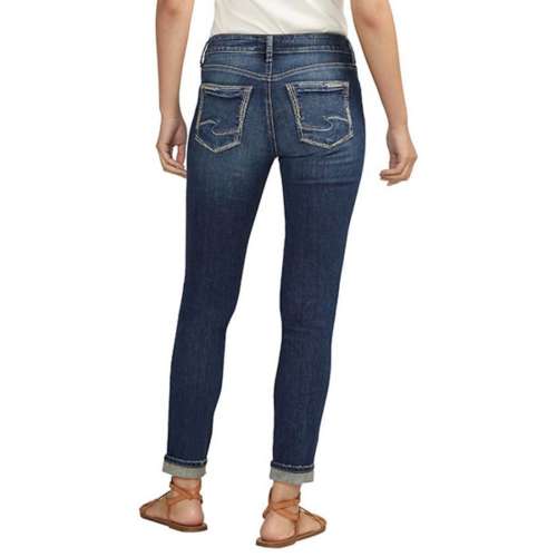 Silver Jeans Co. Women's Girlfriend Mid Rise Skinny Jeans, Waist