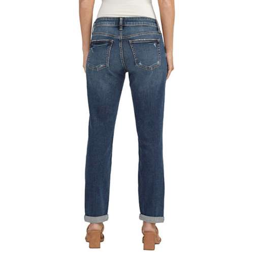 Women's Silver gathered-detail Jeans Co. Boyfriend Relaxed Fit Straight gathered-detail Jeans