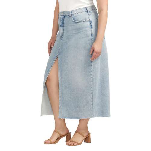 Women's Silver Jeans Co. Plus Size Front-Slit Jean Skirt