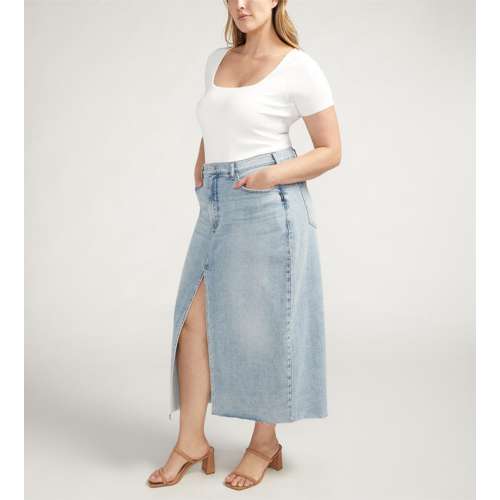 Women's Silver Jeans Co. Plus Size Front-Slit Jean Skirt