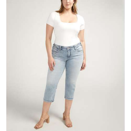 Silver Jeans Co. Women's Plus Size Britt Low Rise Curvy Fit Capri Jeans