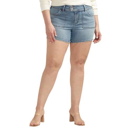 Women's Silver scoop-back jeans Co. Plus Size Suki Rise Power Stretch Curvy Fit Jean Shorts