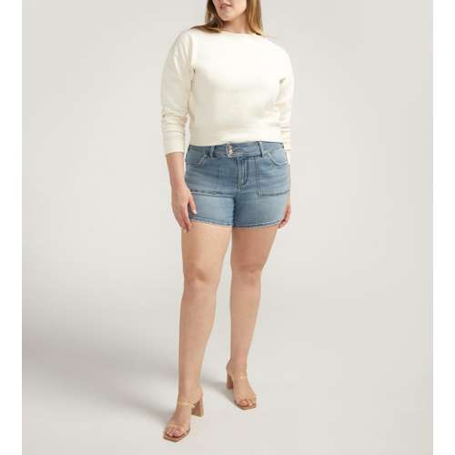 Women's Silver scoop-back jeans Co. Plus Size Suki Rise Power Stretch Curvy Fit Jean Shorts