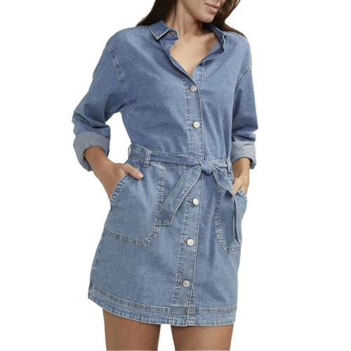 Women's JAG Jeans Light Weight Denim Long Sleeve Shirt Dress