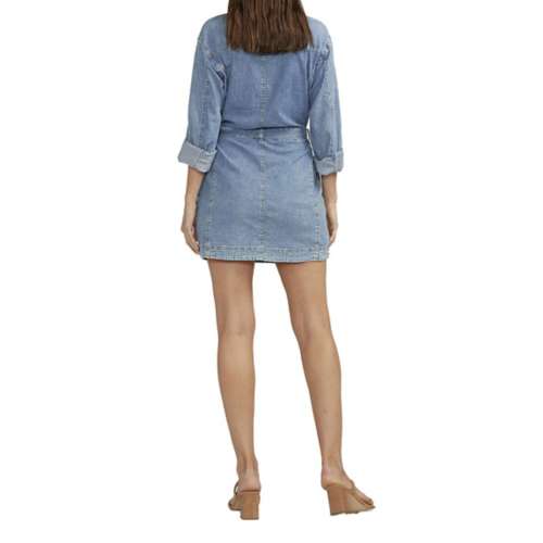 Women's JAG Jeans Light Weight Denim Long Sleeve Shirt Dress