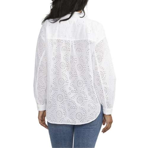 Women's JAG Jeans Eyelet Long Sleeve Button Up Shirt