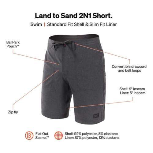Men's SAXX Land To Sand 2N1 Hybrid Swim Boardshorts