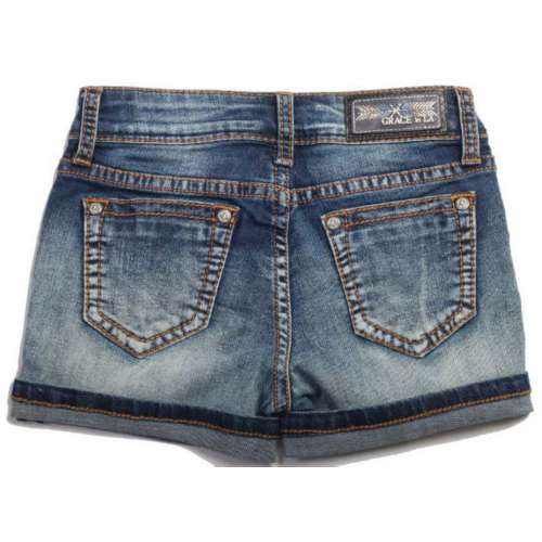 Girls' Short wrangler bleu jean LEATHER taille S Tissu non extensible Cuffed Hem jean LEATHER Shorts