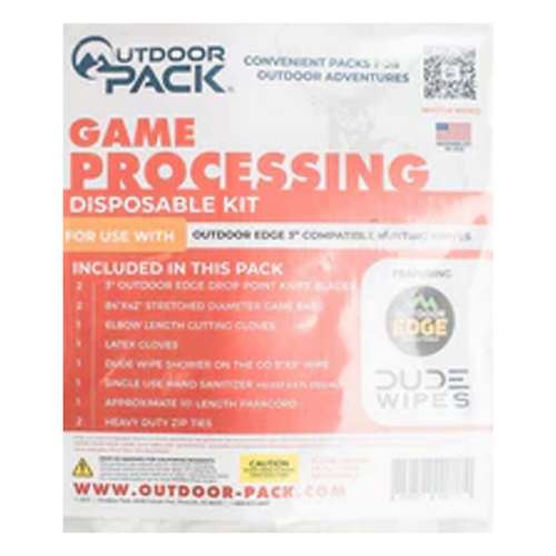 Outdoor Pack Disposable Game Processing Kit 3" Outdoor Edge Drop Point Blade With Game Bags