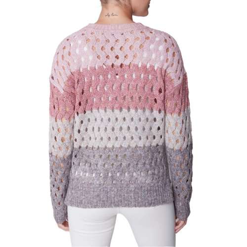 Women's Charlie B Striped Net Stitch Sweater Pullover Sweater