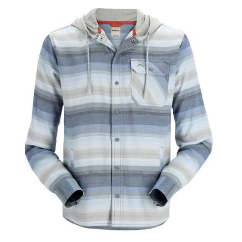 Men's Simms Santee Flannel Hoodie Long Sleeve Hooded Button Up Shirt