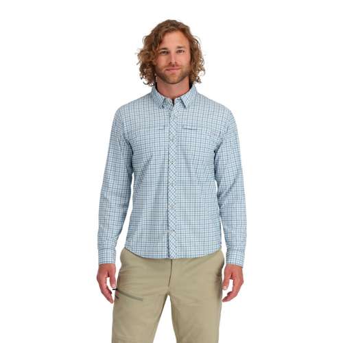 Avalanche Men's Stretch Woven Plaid Button Up Shirt With Zipper Pocket