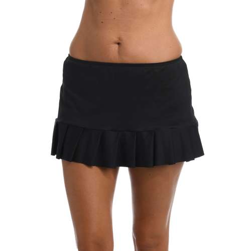 Women's 24th & Ocean Solid Mid Waist Ruffle Swim Skort