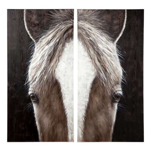 Mercana Equus Diptych Horse Original Hand Painted on Wood Oil Painting
