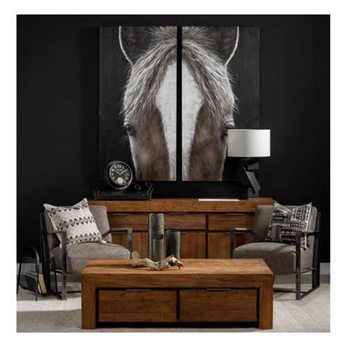 Mercana Equus Diptych Horse Original Hand Painted on Wood Oil Painting