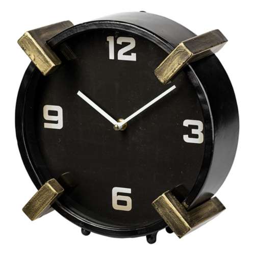 Mercana Agar Black Metal Round Table Clock