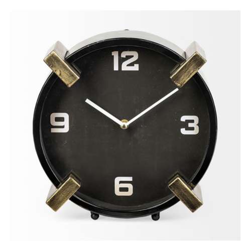 Mercana Agar Black Metal Round Table Clock