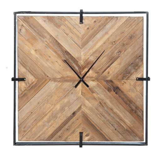 Midwest-CBK Square Reclaimed Wood Inlay Wall Clock (Each One Will Vary)