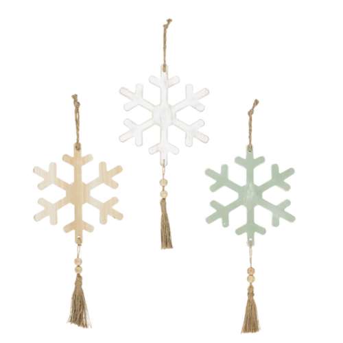Midwest-CBK *Assorted* Snowflake with Wood Beads & Tassel Ornament