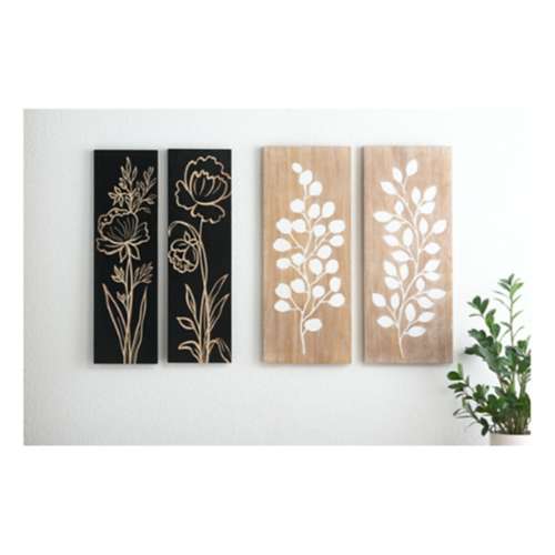 Midwest-CBK Carved Leaf Pattern Wall Dcor (Set of 2)