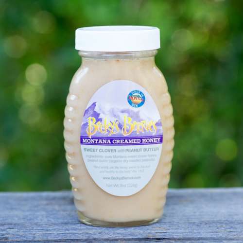 Becky's Berries Montana Creamed Sweet Clover Honey with Peanut Butter 8 oz