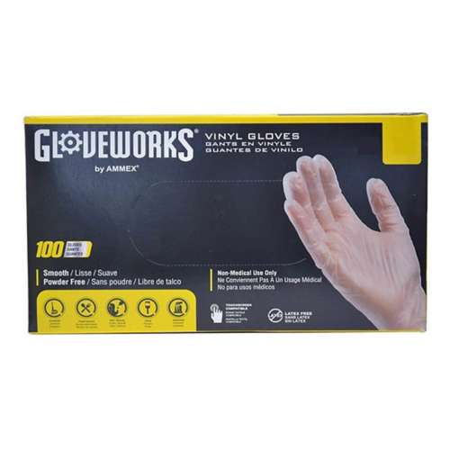 Gloveworks Vinyl Powder-Free Non-Sterile Clear Disposable Gloves -Medium