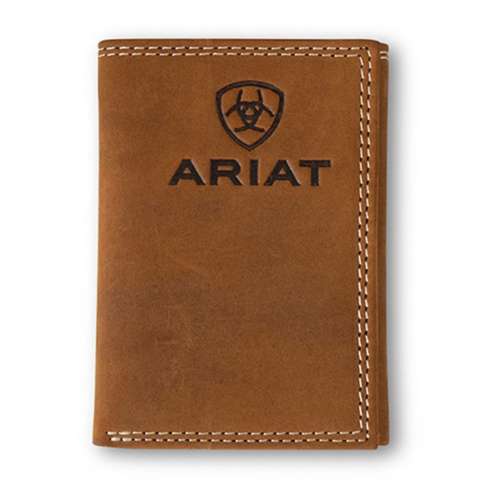 Ariat Men's Tan Double Stitch Trifold Trifold Wallet