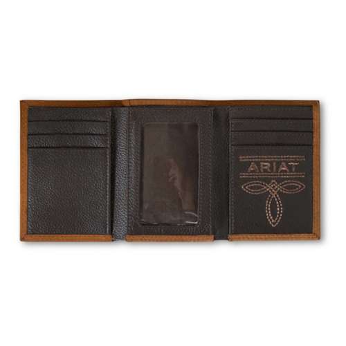 Ariat Men's Tan Double Stitch Trifold Trifold Wallet