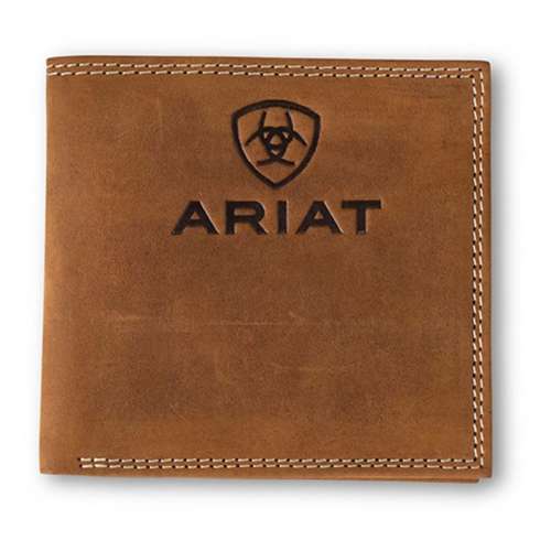 Ariat Men's Tan Double Stitch Oversize Bifold Bifold Wallet