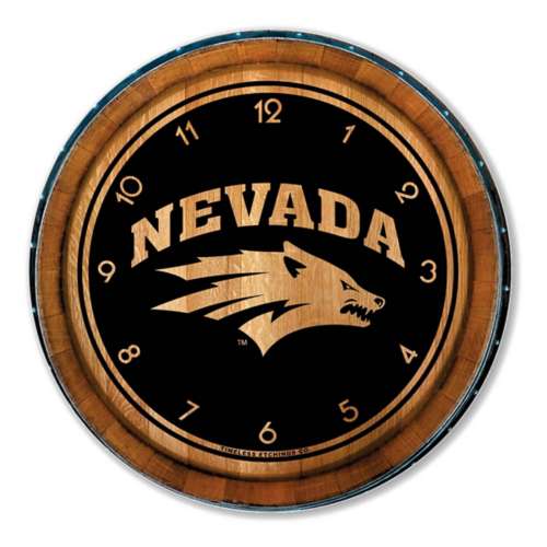 Timeless Etchings Nevada Wolf Pack Wood Barrel Clock