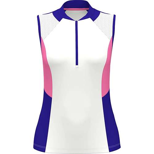 Women's PGA Tour Color Block Sleeveless Golf For polo