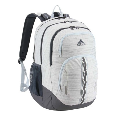 grey and white adidas backpack