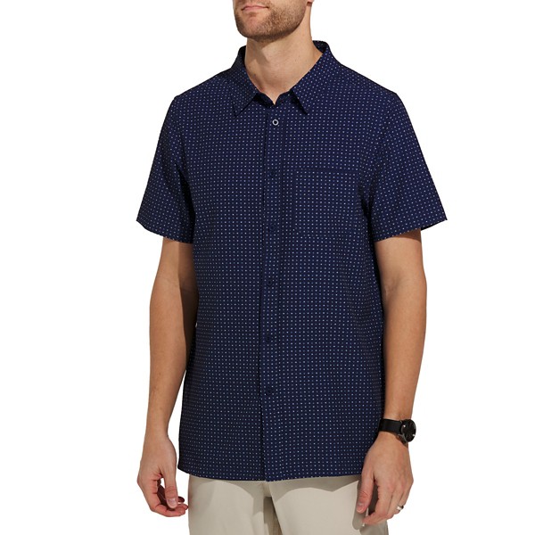 Men's World Famous/Pulse Kindred Button Up Shirt Large Navy Square