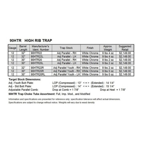 SKB 90HTR Trap 12 Gauge Over-Under Shotgun