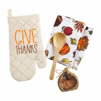 Mud Pie Thanksgiving Oven Mitt and Towel Set