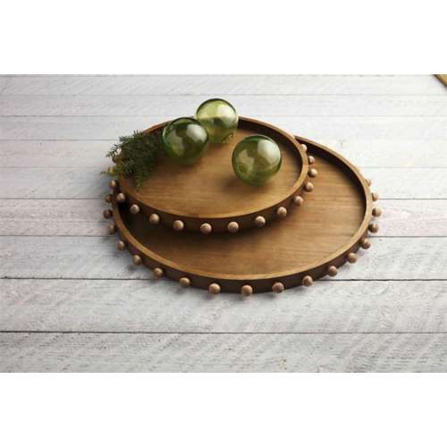 Mud Pie Wood Beaded Tray Set