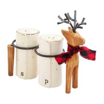 Mud Pie Set Porta Salse E Spalmatore In Acciaio Con Piattino In Ceramica Bianco A Tema Renna, Regalo Simpatico E Perfetto Per Le Feste