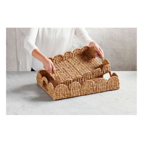 Mud Pie Nested Scallop Woven Tray
