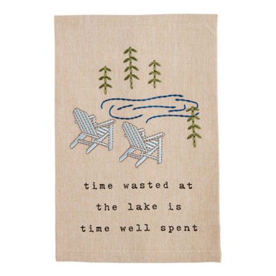 Mud Pie Time Embroidery Lake Towel