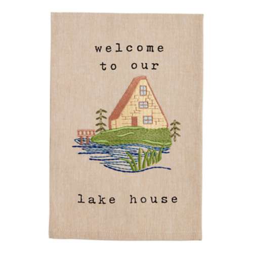 Mud Pie Welcome Embroidery Lake Towel