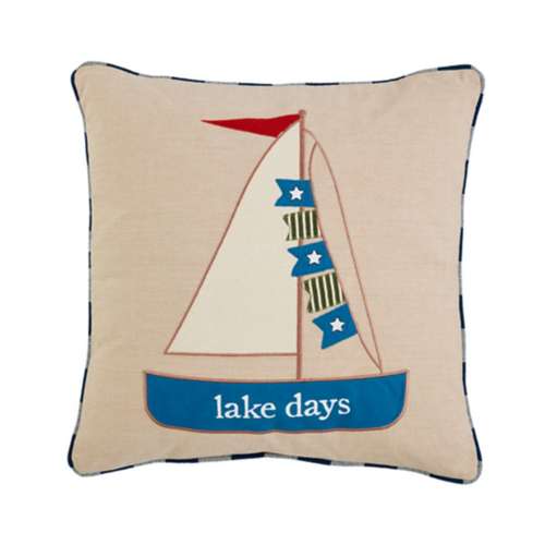 Mud Pie Lake Days Applique Pillow