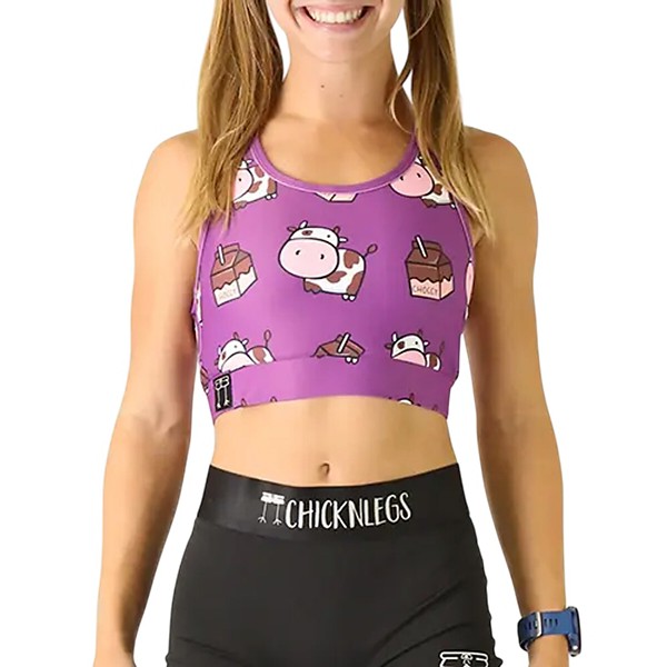 Women's ChicknLegs Running OG Sports Bra Small Choccy Cows