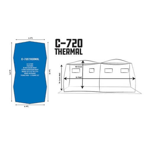 Clam C-720 Thermal 6x12 Double Hub Ice Shelter